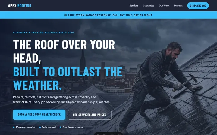 Apex Roofing Specialists, a sample roofer website